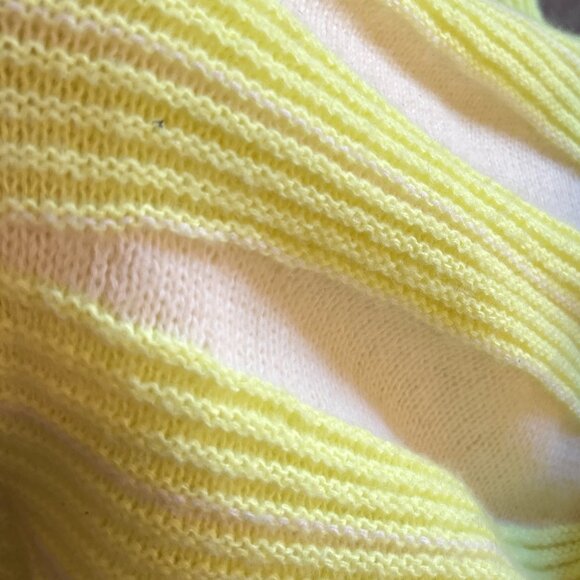 Bright Yellow Stripe SZ XL Sweater Chunky Boxy Y2K Retro Party Comfy 90's - Picture 6 of 8